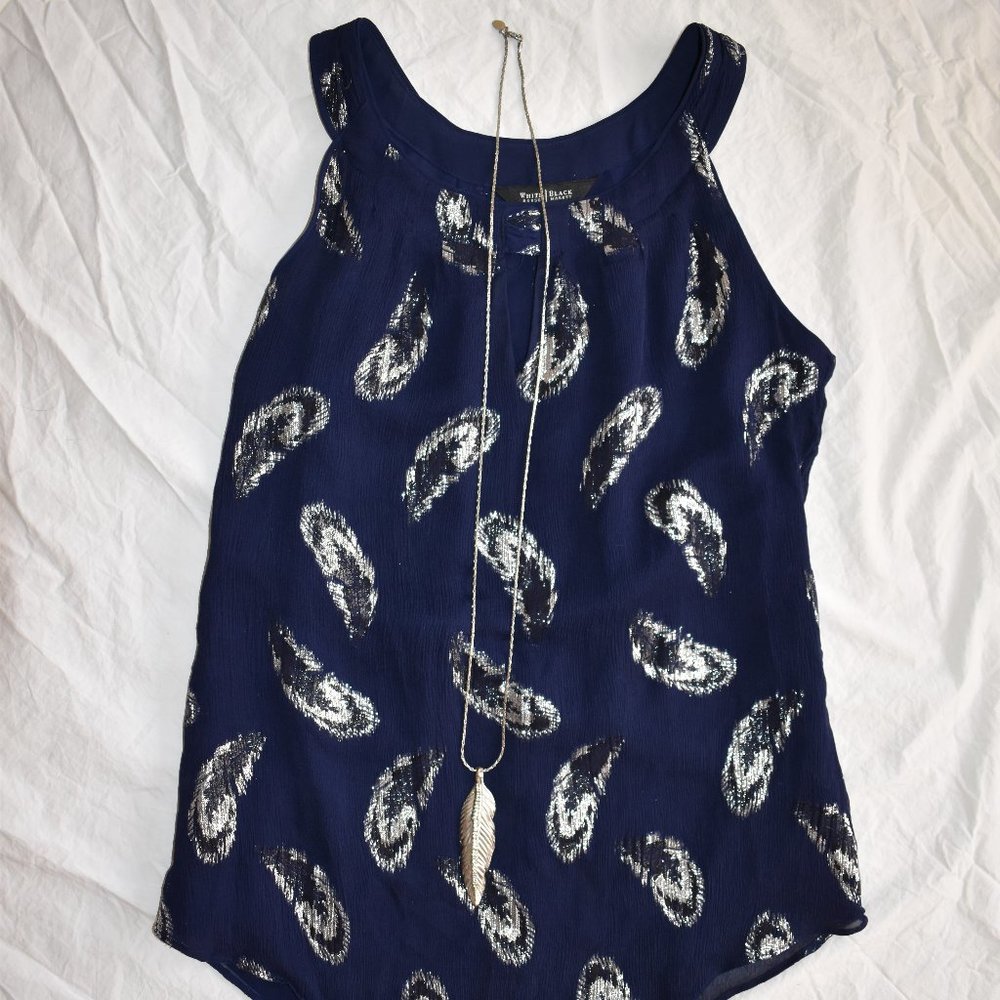 White House Black Market Silk Feather Tank